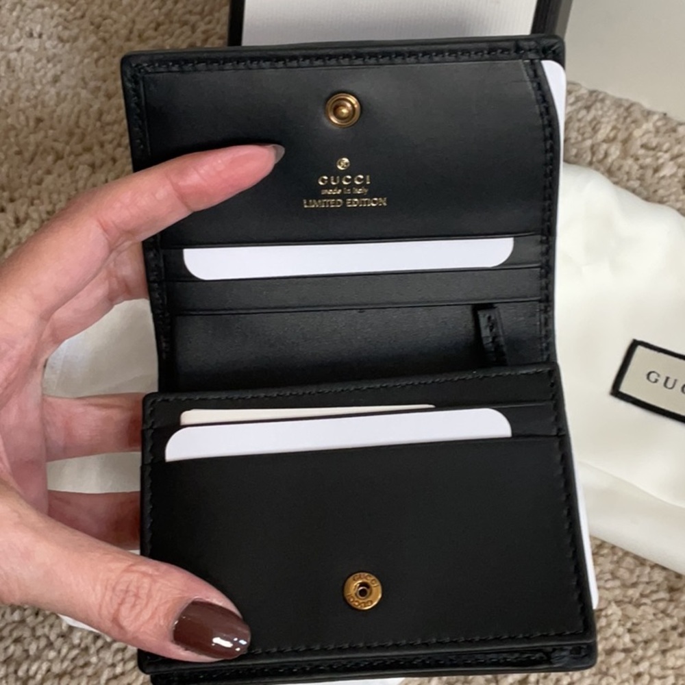 New Gucci limited edition marmont black velvet MINI wallet with crystals - Picture 7 of 12